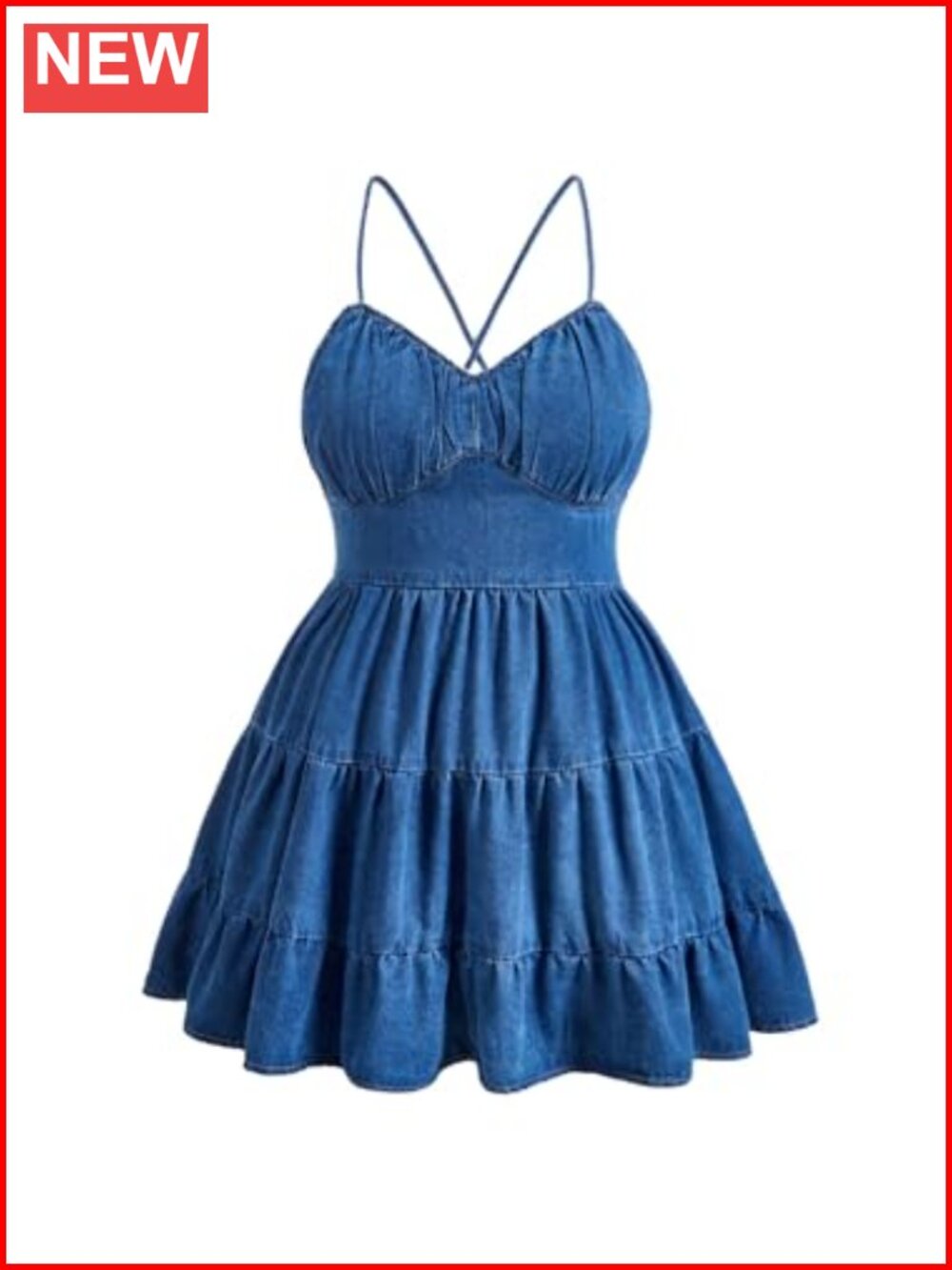 Sleeveless Lace Up Backless Flared Ruffle Jean Dress Plus Size